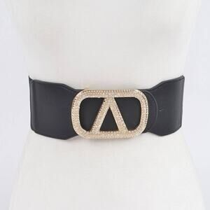 Rhinestone Buckle Elastic Belt